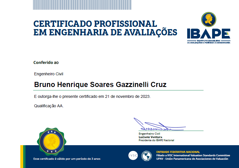 Certificação Profissional - Nível AA - Bruno Henrique Soares Gazzinelli Cruz