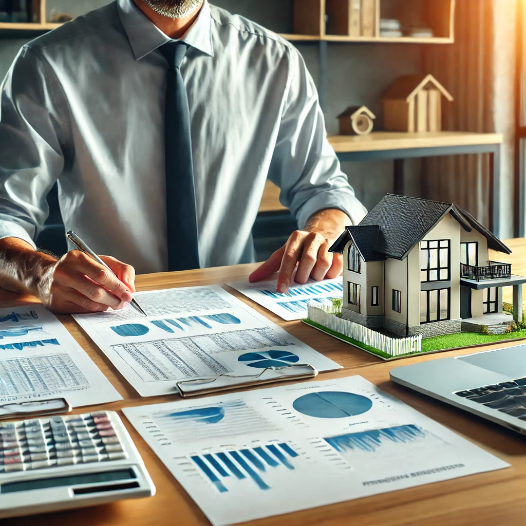 Profissional de engenharia avaliando um imóvel residencial, utilizando o método comparativo para definir o valor de locação